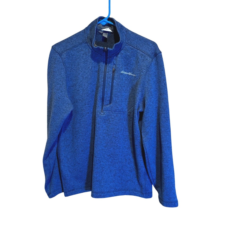 Eddie Bauer Mens Medium Blue‎ 1/4 Zip Pullover Long Sleeve Casual Top